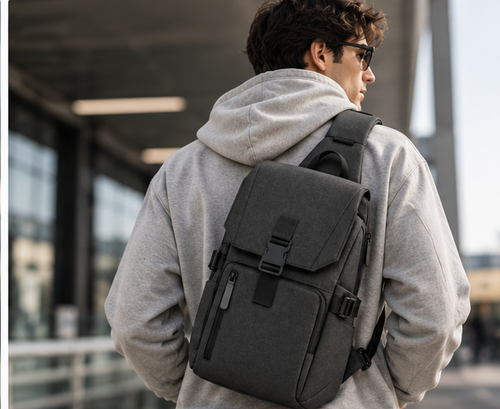 Men's Dual-Zone Shoulder Backpack – Graphite Gray